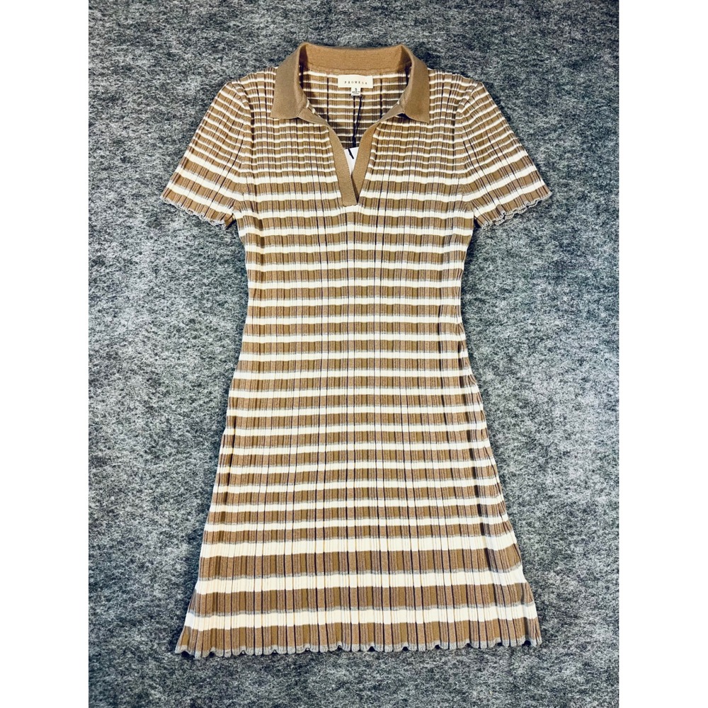 Promesa Polo Shirt Dress Womens M Brown Knit Ribbed Preppy Tennis Casual Y2K Mod